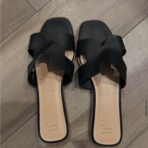 A New Day Women's Black Slide Sandals